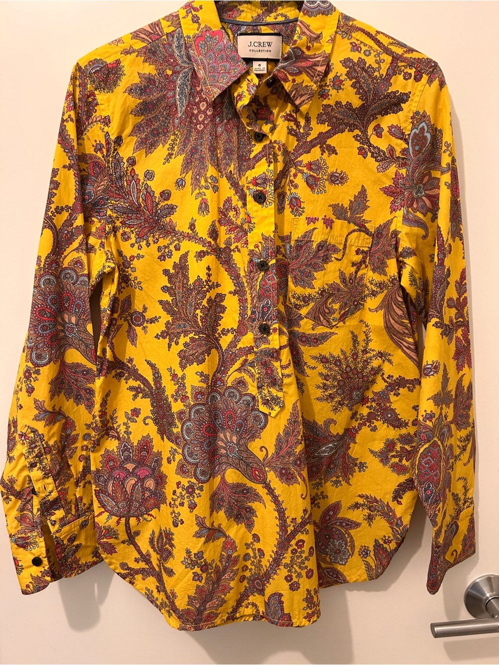 J. Crew signature Yellow Paisley Button-Up Shirt